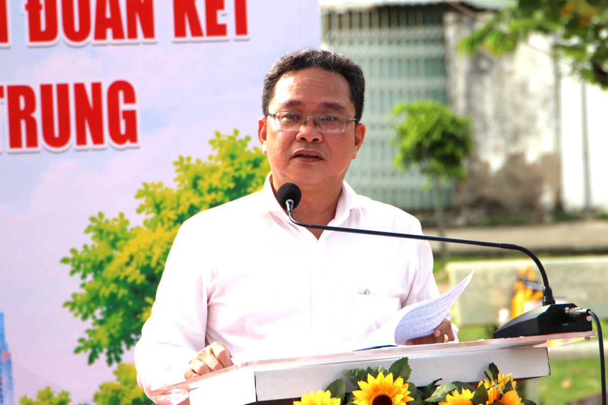 Ông Phạm Minh Tuấn, Phó Chủ tịch Ủy ban MTTQ Việt Nam TPHCM phát biểu tại buổi lễ. Ảnh: QĐ.