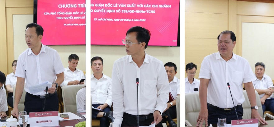 Lãnh đạo các chi nhánh Agribank báo cáo tại buổi làm việc.