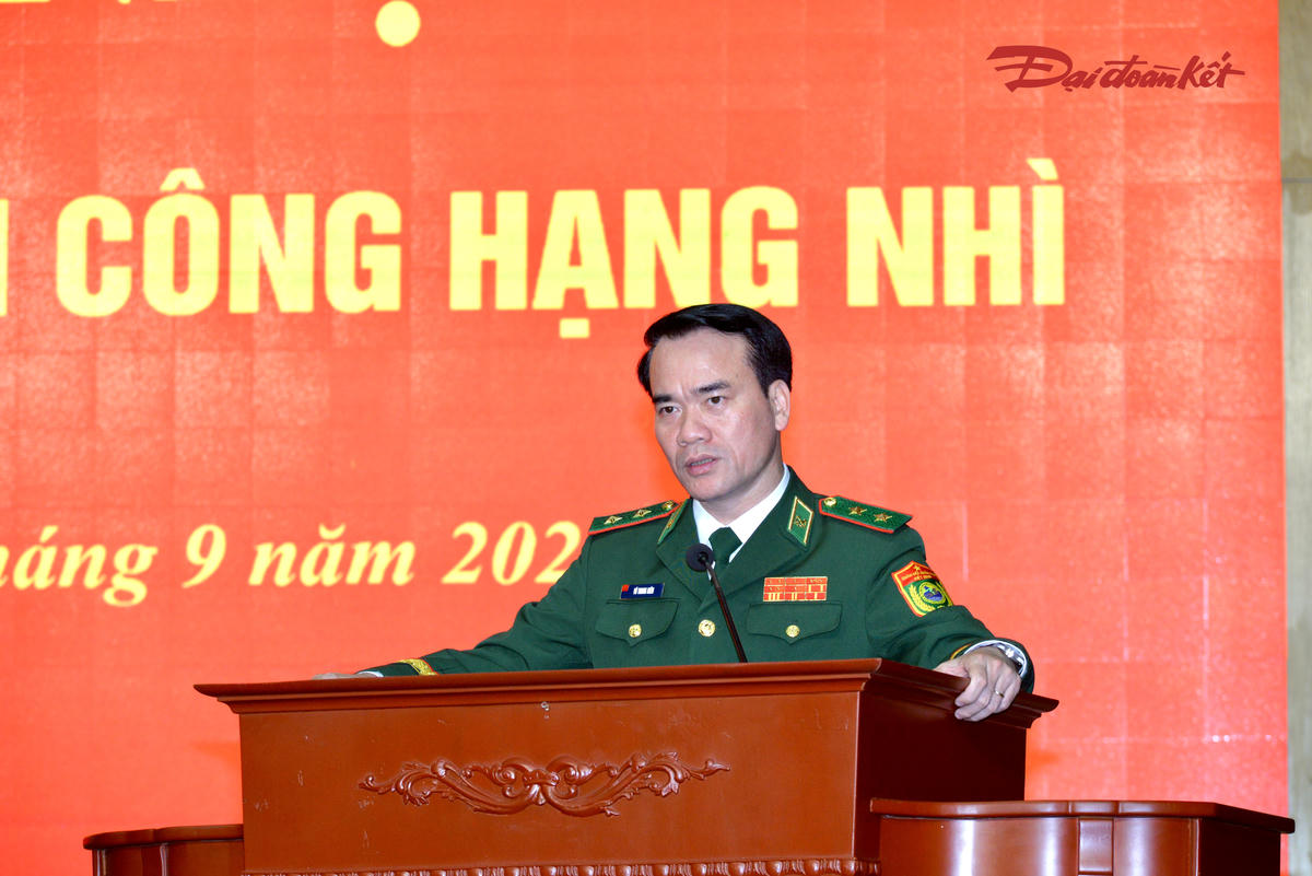 Trung tướng Vũ Trung Kiên, Tư lệnh Bộ đội Biên phòng Việt Nam phát biểu tại buổi lễ. Ảnh: Ngọc Anh.