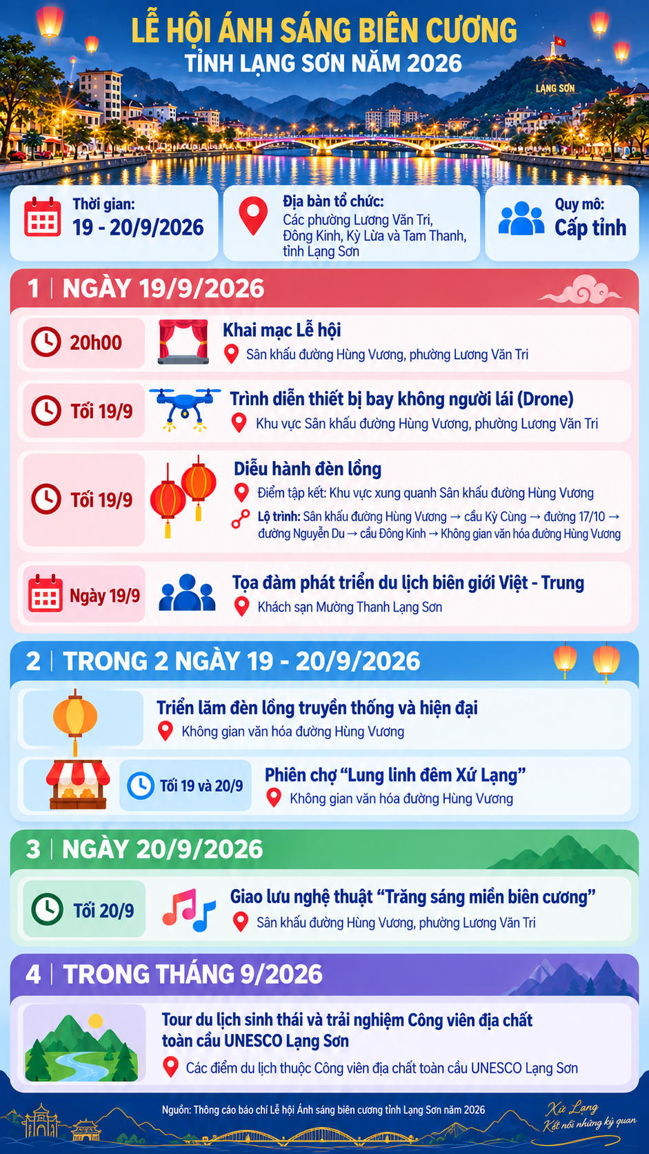 Lạng Sơn lần đầu tổ chức Lễ hội Ánh sáng biên cương