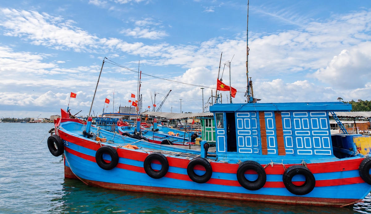 Tàu thuyền neo đậu tại cảng cá Tam Quang. Ảnh: CĐ.