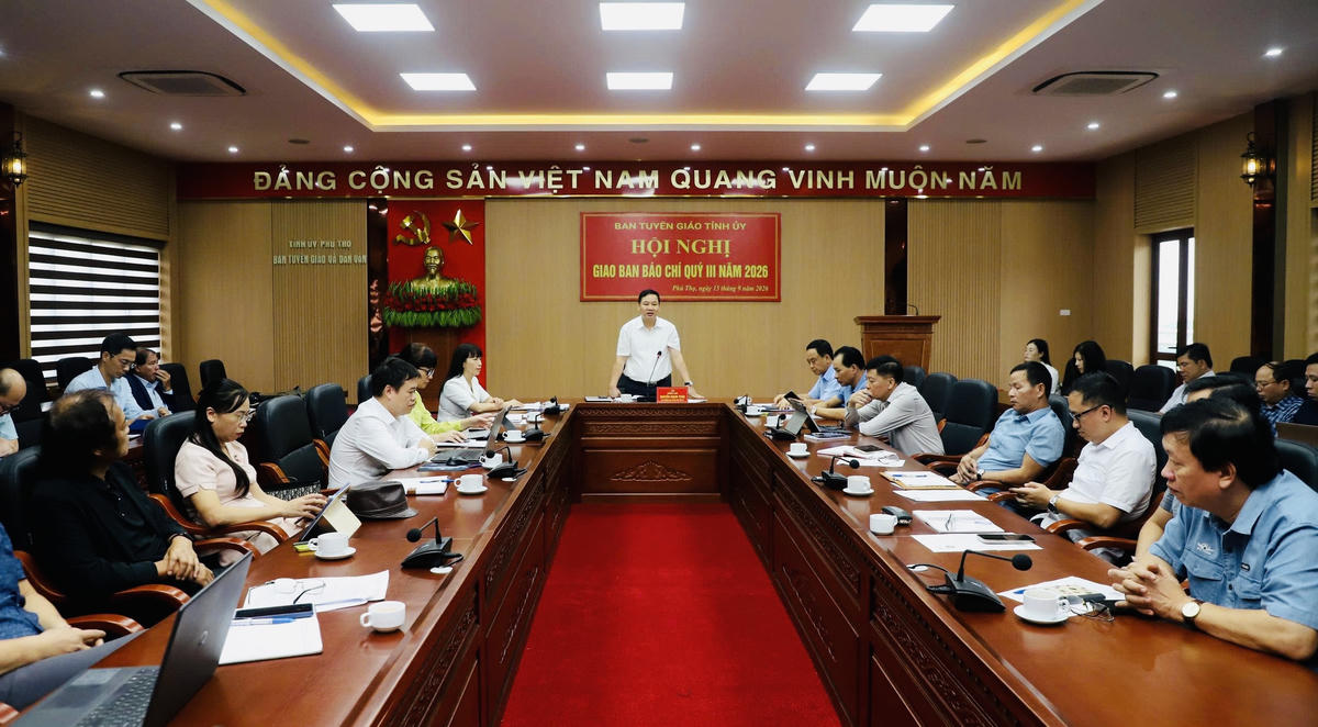 Quang cảnh hội nghị giao ban Báo chí quý III/2026 tỉnh Phú Thọ. Ảnh: Tùng Duy.