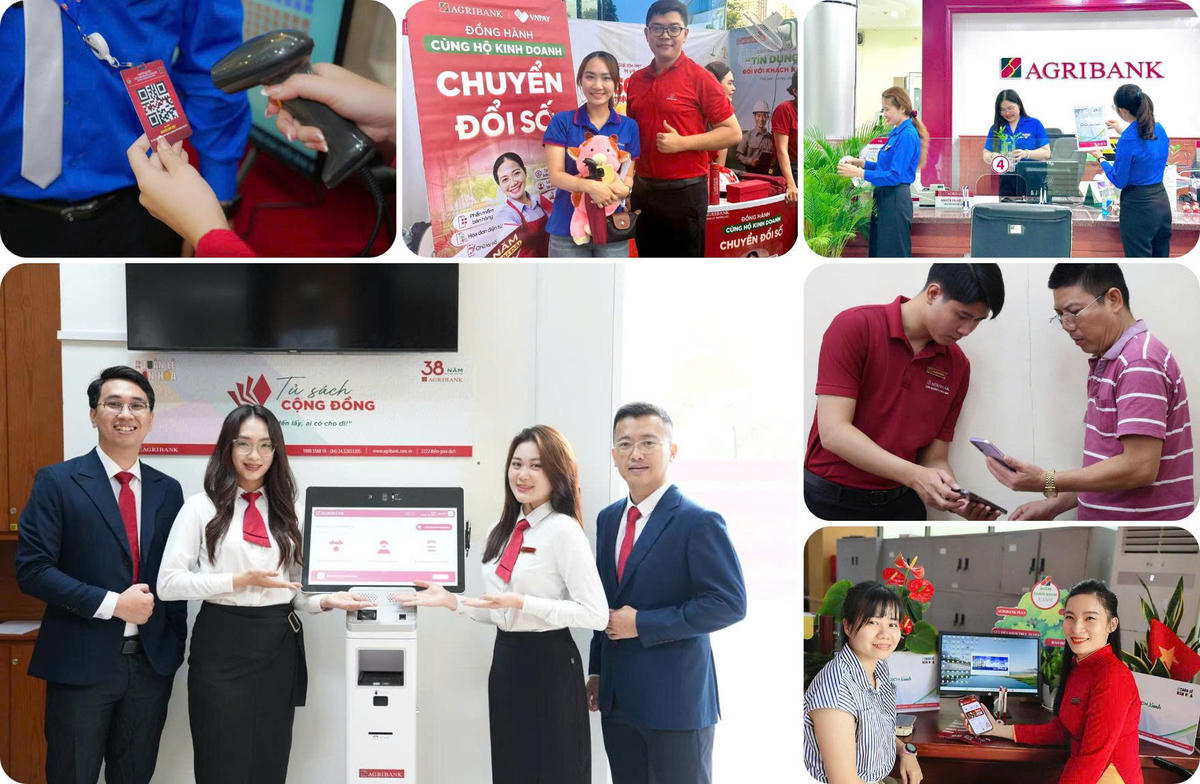 Đoàn viên thanh niên Agribank đồng hành cùng người dân tiếp cận ngân hàng số và thanh toán không dùng tiền mặt