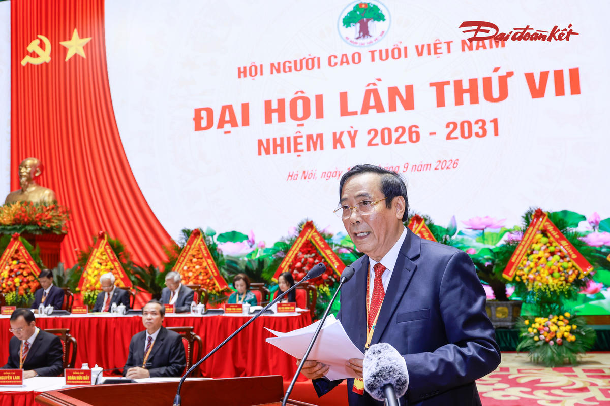 Chủ tịch Hội Người cao tuổi Việt Nam Nguyễn Thanh Bình phát biểu tại Đại hội. Ảnh: Quang Vinh.