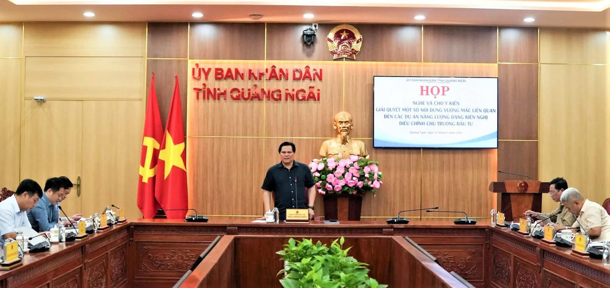 Ông Trần Phước Hiền, Phó Chủ tịch UBND tỉnh Quảng Ngãi phát biểu tại buổi làm việc. Ảnh: TH.