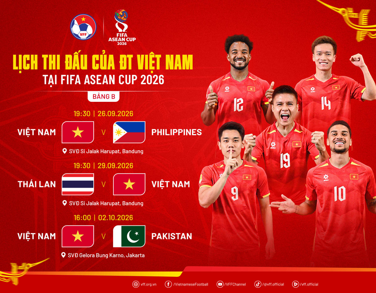 Lịch thi đấu của Đội tuyển Việt Nam tại FIFA ASEAN Cup 2026.