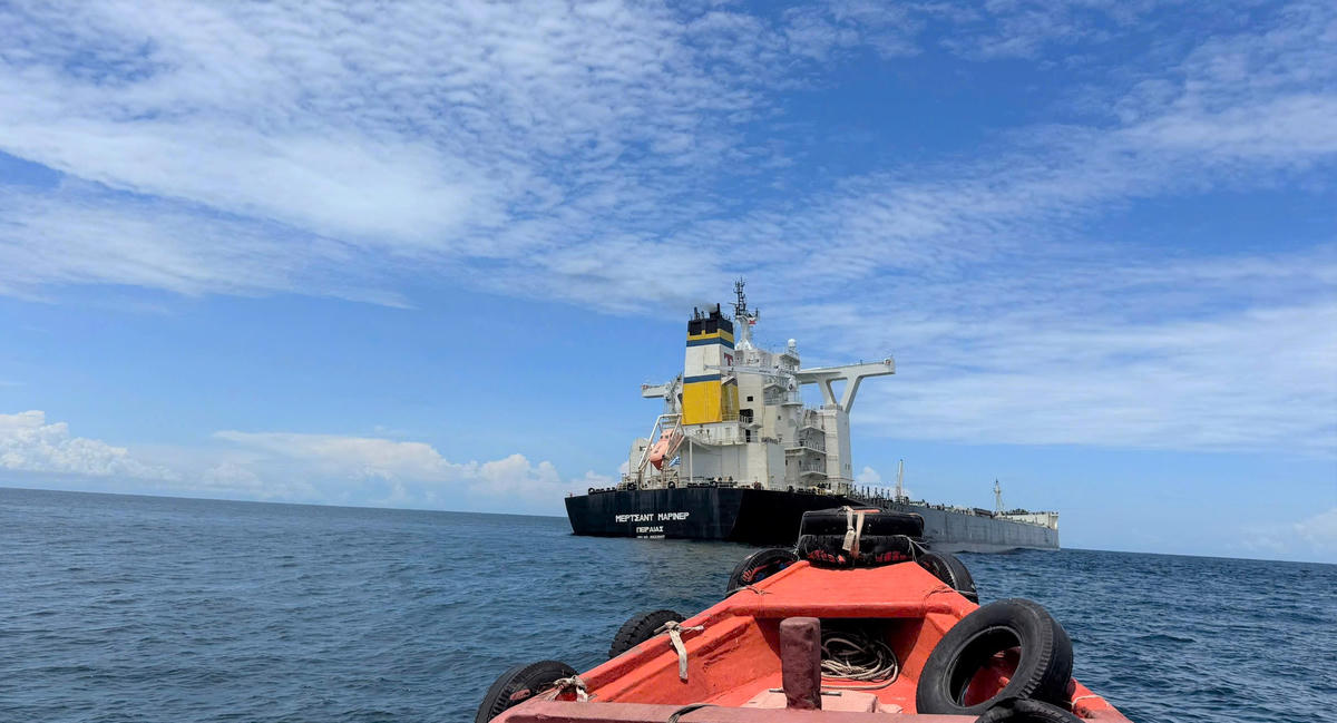 Khu vực vùng biển tàu Merchant Mariner bị nghiêng. Ảnh: ĐT.