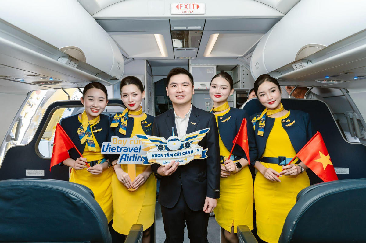 Chủ tịch HĐQT Vietravel Airlines Đỗ Vinh Quang tại sự kiện đón tàu bay Airbus A321