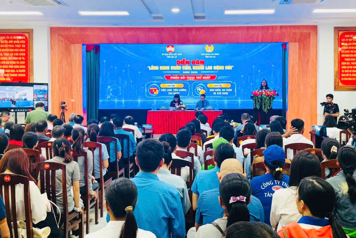 Quang cảnh Diễn đàn “Lắng nghe đoàn viên, người lao động nói” năm 2026. Ảnh: ĐS.