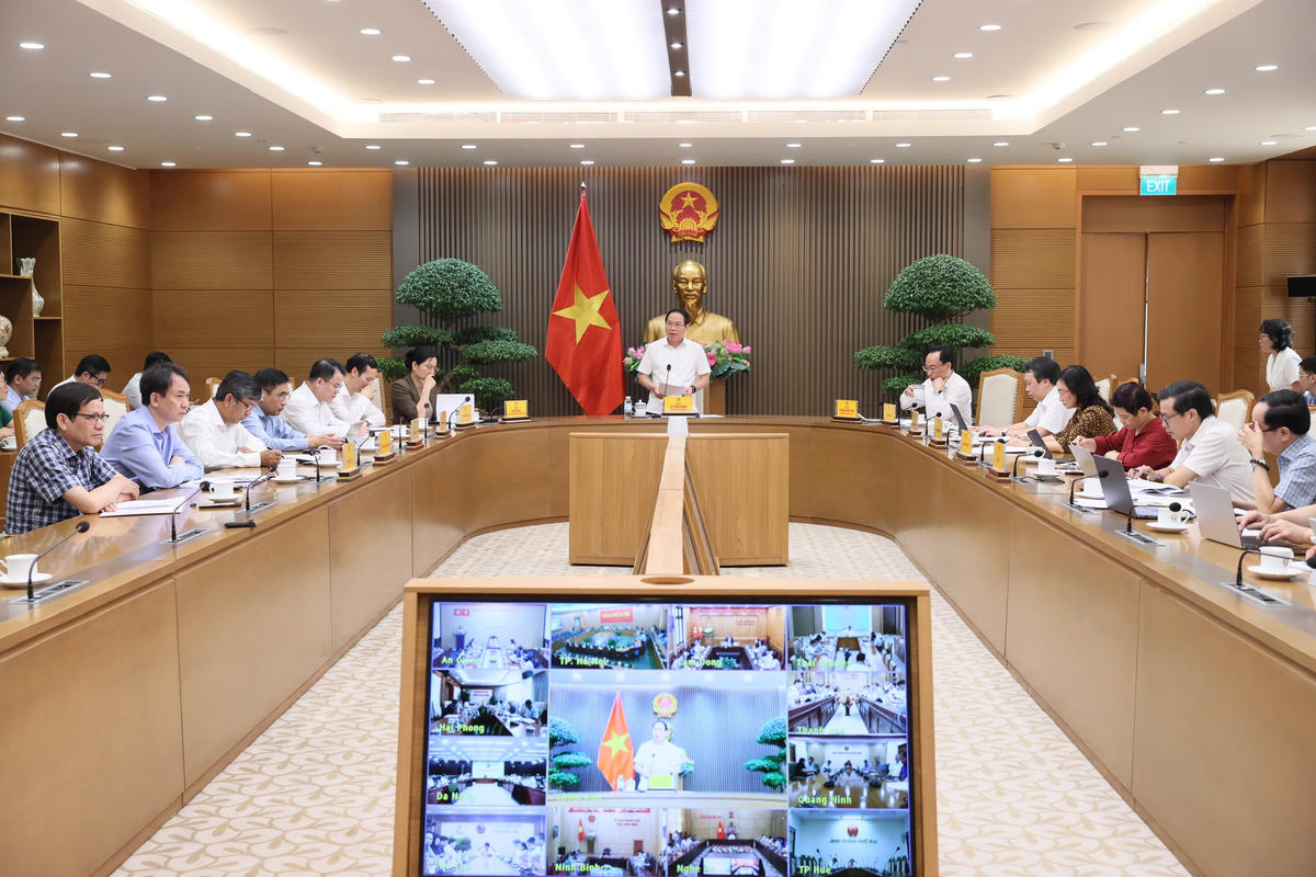  Phó Thủ tướng Chính phủ Lê Tiến Châu chủ trì họp về tình hình, tiến độ triển khai thực hiện sắp xếp cơ sở giáo dục nghề nghiệp công lập - Ảnh: chinhphu.vn