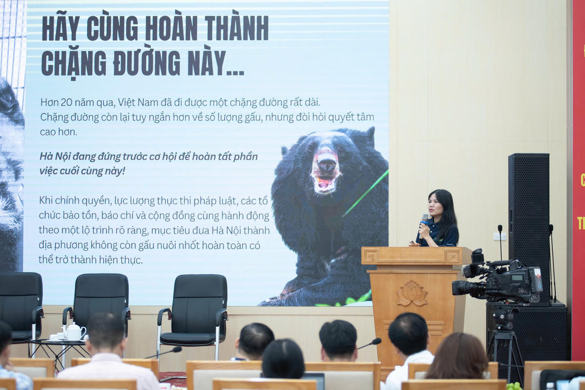 Theo bà Bùi Thị Hà, Phó Giám đốc Trung tâm Giáo dục Thiên nhiên (ENV), nhận định năm 2026 là một trong những dấu mốc quan trọng trong hành trình chấm dứt hoàn toàn hoạt động nuôi nhốt gấu lấy mật đã kéo dài hơn hai thập kỷ tại Việt Nam. Ảnh: ND