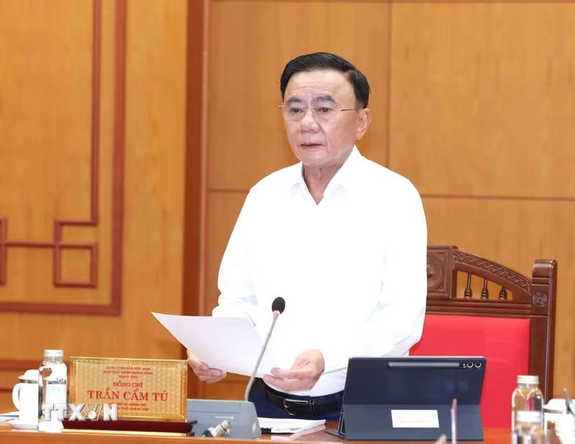 Thường trực Ban Bí thư Trần Cẩm Tú phát biểu chỉ đạo. (Ảnh: Phương Hoa/TTXVN)