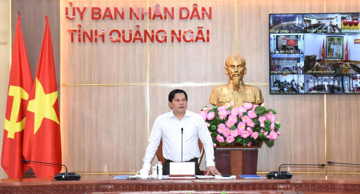 Phó Chủ tịch UBND tỉnh Quảng Ngãi Trần Phước Hiền phát biểu tại cuộc họp. Ảnh: TT.