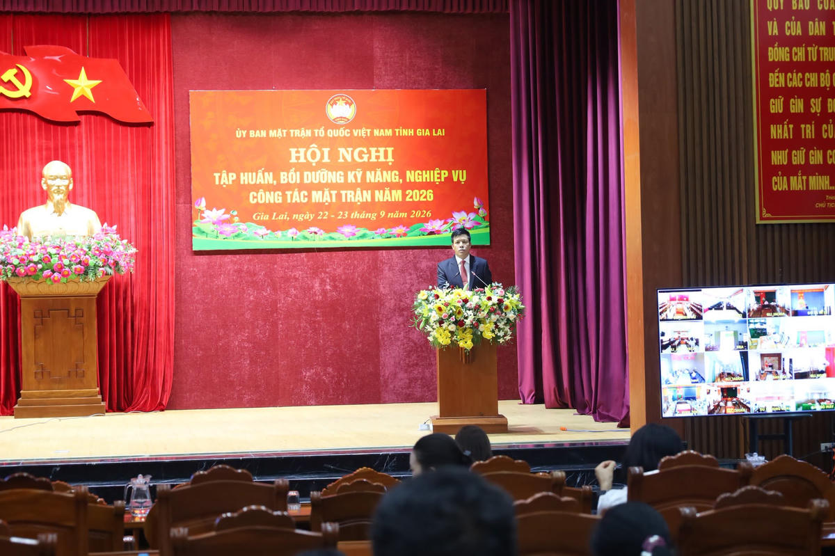Quang cảnh Hội nghị tập huấn, bồi dưỡng kỹ năng, nghiệp vụ công tác Mặt trận năm 2026. Ảnh: MT.