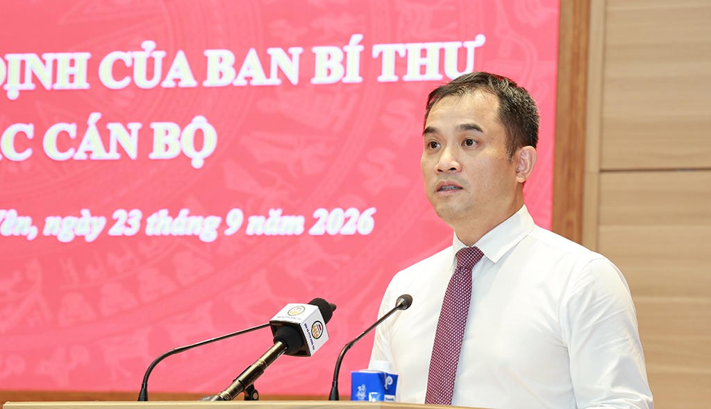 Ông Phạm Bảo Sơn, Ủy viên Ban Thường vụ Tỉnh ủy Hưng Yên phát biểu nhận nhiệm vụ. Ảnh: Lê Hiếu (Báo Hưng Yên).