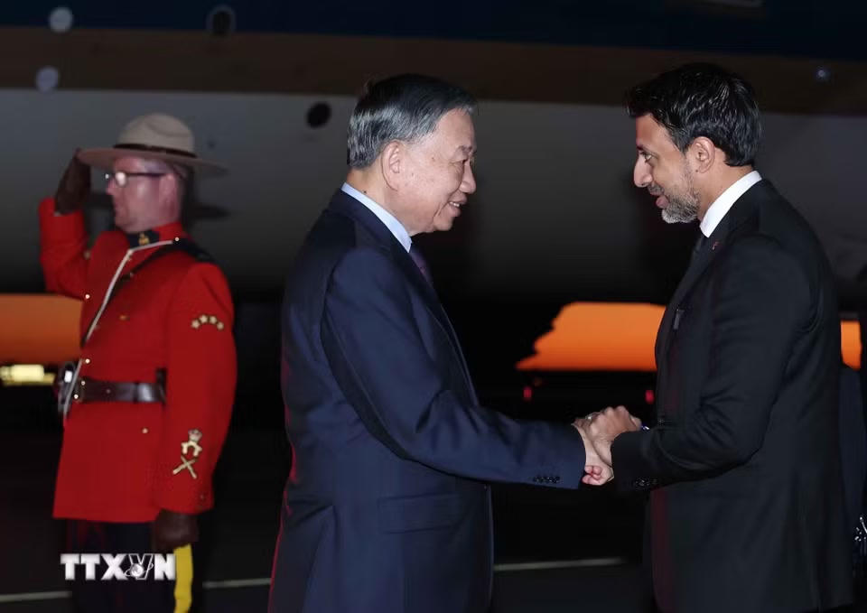 Tổng Bí thư, Chủ tịch nước Tô Lâm đến thủ đô Ottawa, bắt đầu chuyến thăm cấp Nhà nước tới Canada. (Ảnh: Thống Nhất/TTXVN)