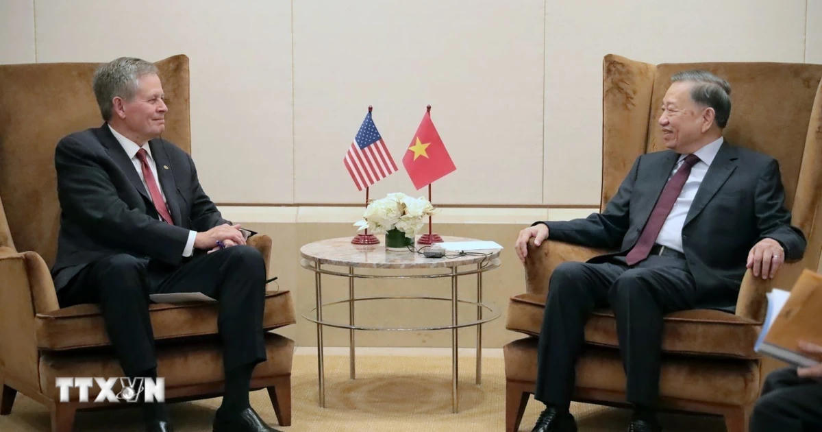 Tổng Bí thư, Chủ tịch nước Tô Lâm tiếp Thượng nghị sĩ Hoa Kỳ Steve Daines - Ảnh: TTXVN