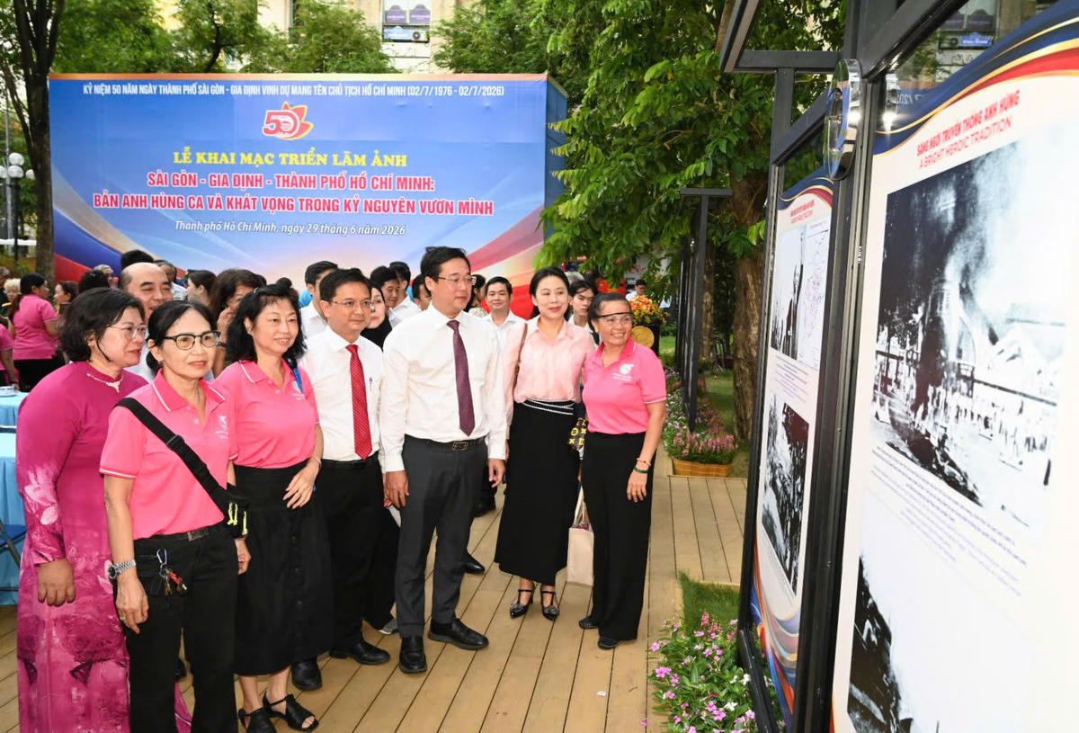 Một triển lãm tư liệu về lịch sử Sài Gòn - Gia Định - TPHCM tại công viên Chi Lăng (TPHCM) vào tháng 6/2026. Ảnh: Quốc Thanh.