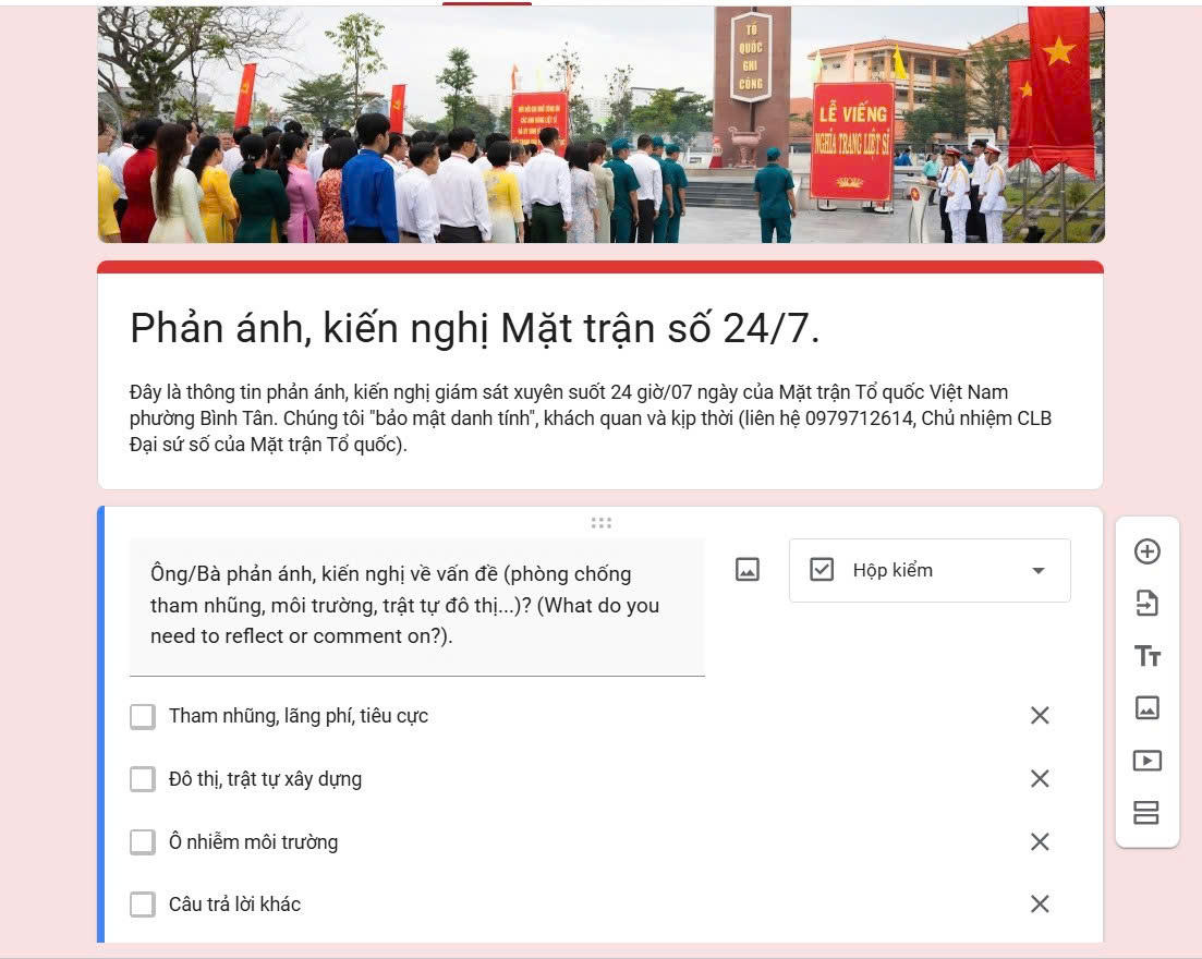 Mặt trận phường Bình Tân đã mở thêm trang “Phản ánh, kiến nghị Mặt trận số 24/7” để nhân dân thông tin và giám sát các hoạt động trên địa bàn. Ảnh: QĐ.