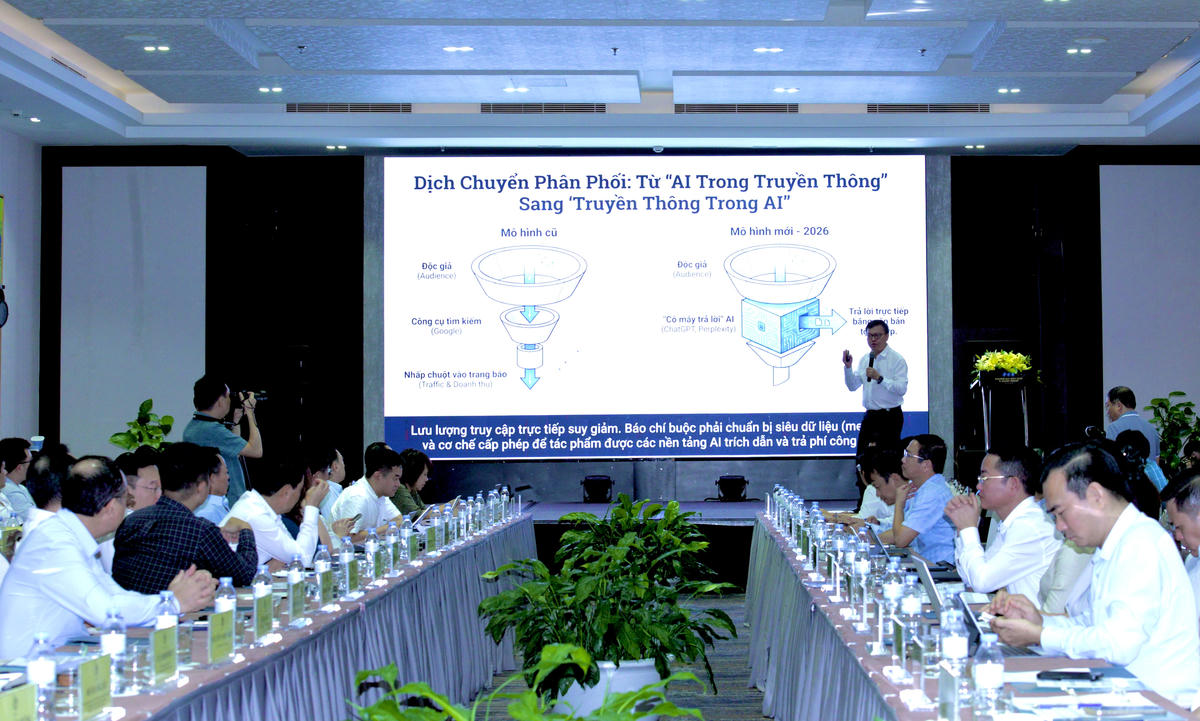 Quang cảnh Diễn đàn Tổng Biên tập lần thứ 8 - năm 2026 với chủ đề “Báo chí Cách mạng Việt Nam - Cơ hội trong không gian phát triển mới”.  