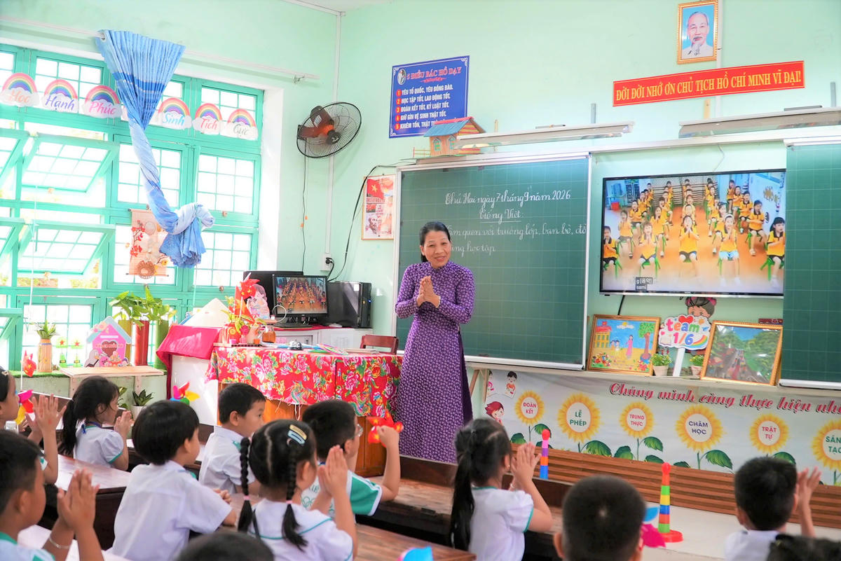 Học sinh Trường Tiểu học Nguyễn Văn Trỗi trong giờ học. Ảnh: TT.