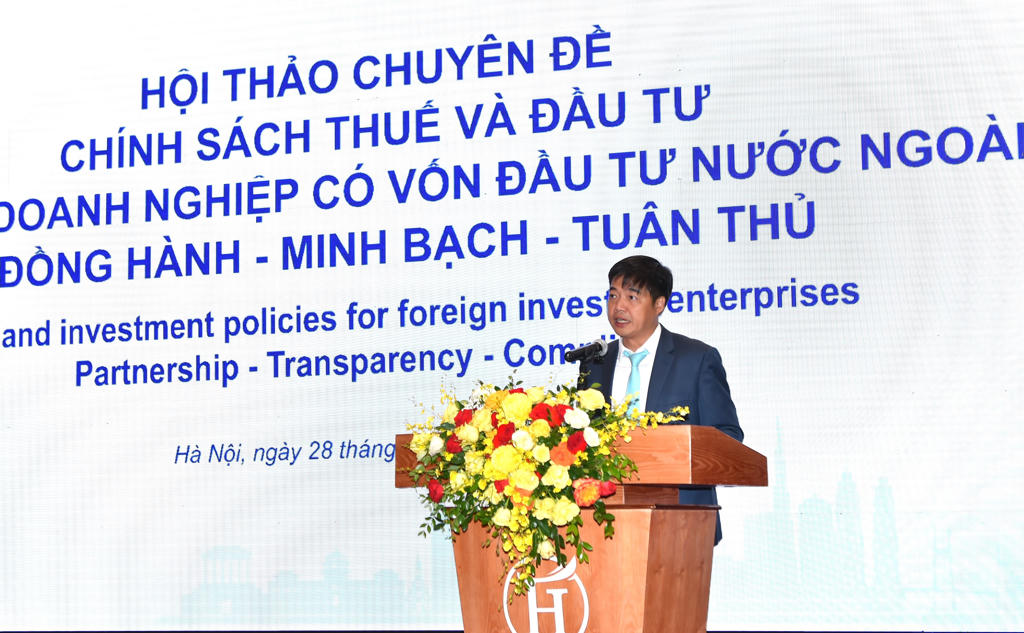 Ông Nguyễn Anh Tuấn, Phó Cục trưởng Cục Đầu tư nước ngoài phát biểu. Ảnh: MOF.