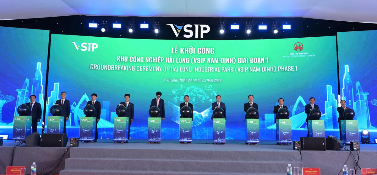 Khu công nghiệp Hải Long (VSIP Nam Định) được khởi công đầu năm 2026 tại khu vực ven biển tỉnh Ninh Bình. Ảnh: Nam Dương.