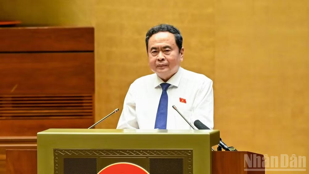Chủ tịch Quốc hội Trần Thanh Mẫn phát biểu tại Hội nghị đại biểu Quốc hội hoạt động chuyên trách lần thứ 8, Quốc hội khóa XV, ngày 29/9/2025. (Ảnh: DUY LINH).