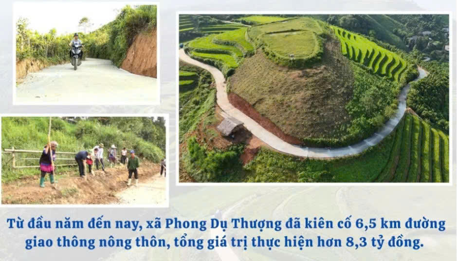 Đường giao thông nông thôn dẫn lên khu Khe Táu (xã Phong Dụ Thượng), giúp phát triển du lịch. Ảnh: Báo Lào Cai.