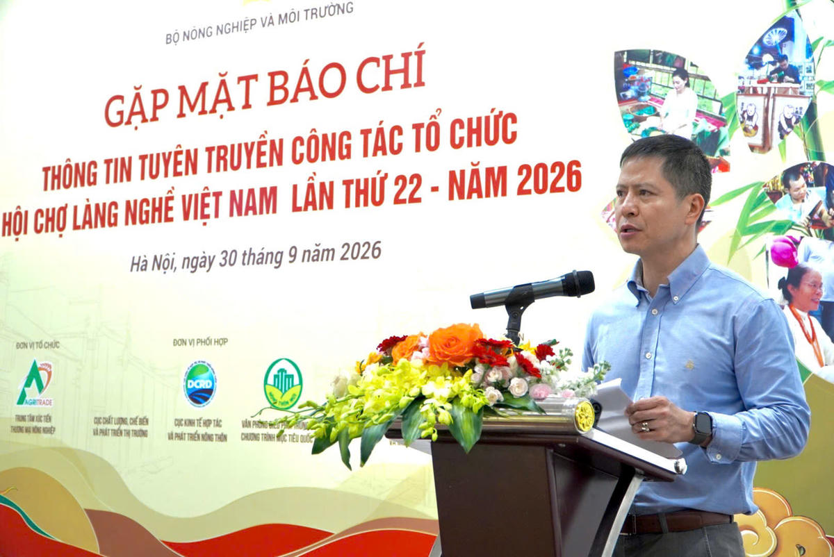 Ông Nguyễn Minh Tiến - Giám đốc Trung tâm Xúc tiến thương mại Nông nghiệp phát biểu tại sự kiện. Ảnh; L.H