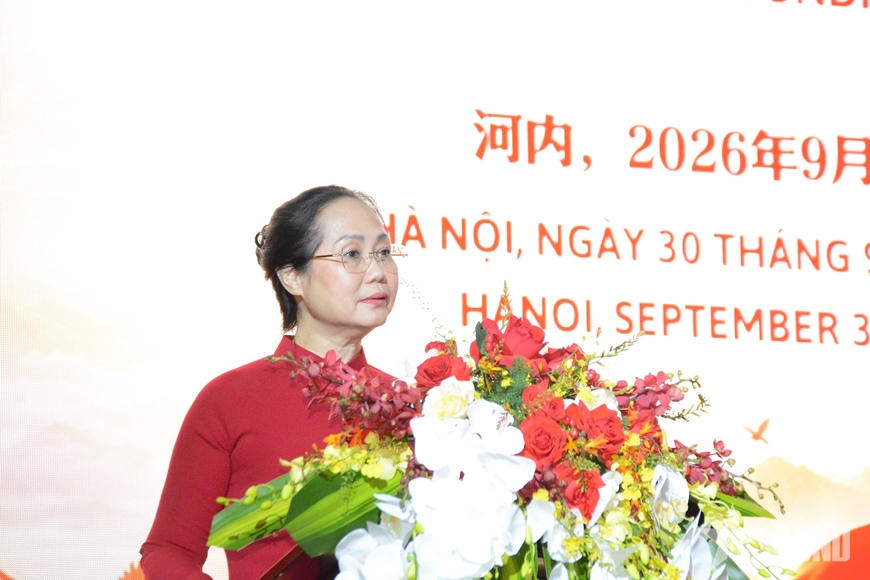 Đồng chí Lâm Thị Phương Thanh phát biểu chúc mừng. Ảnh: qdnd.vn