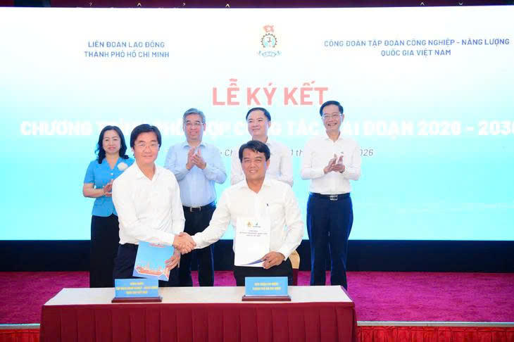 Liên đoàn Lao động TPHCM ký kết Chương trình phối hợp hoạt động với Công đoàn Petrovietnam giai đoạn 2026 - 2030 - Ảnh: Q.Đ