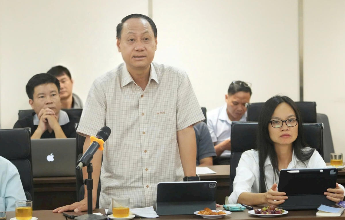 Ông Nguyễn Anh Dũng - Phó Tổng Giám đốc Tổng công ty Điện lực thành phố Hà Nội thông tin tại hội nghị. Ảnh: Đạt Lê