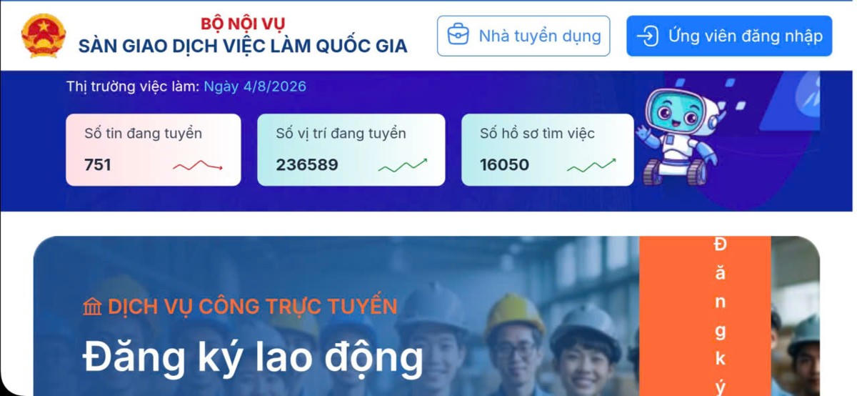 Sàn giao dịch việc làm. Ảnh chụp màn hình