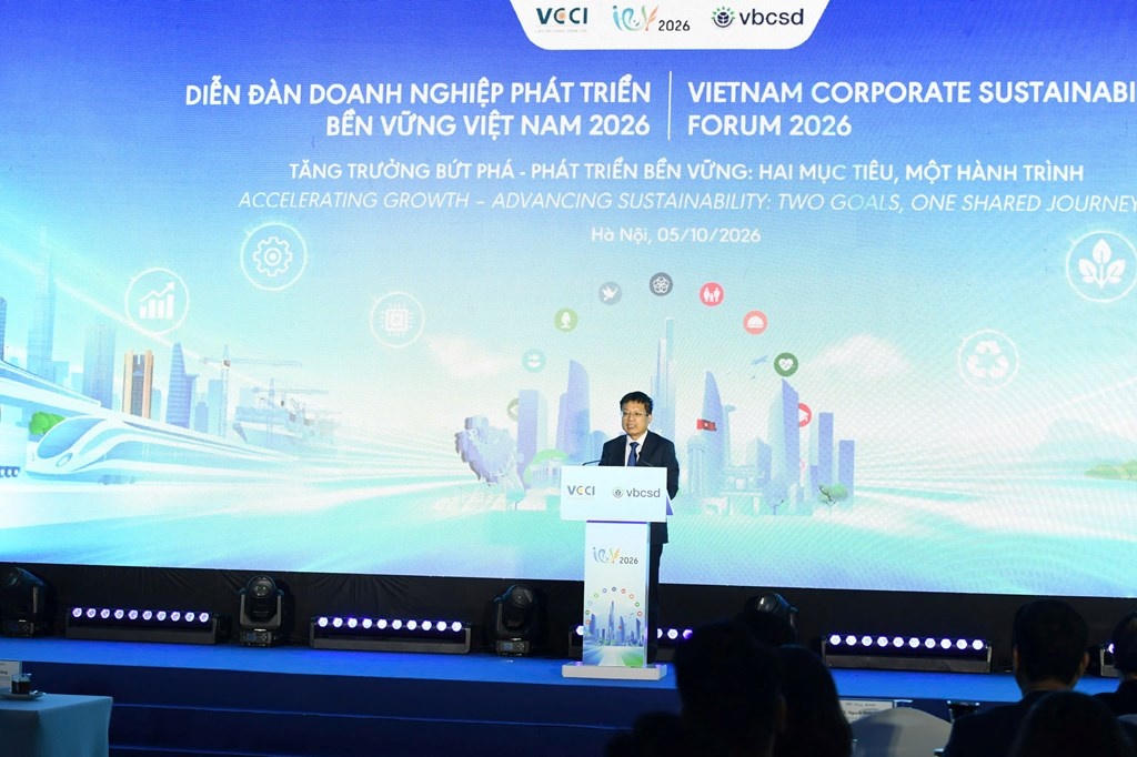 Chủ tịch VCCI Hồ Sỹ Hùng phát biểu tại sự kiện. Ảnh: BTC.