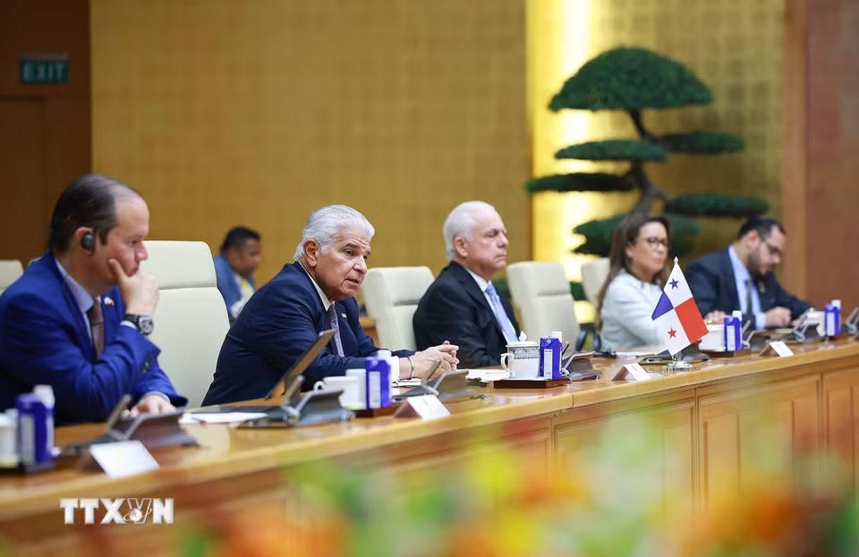 Tổng thống Cộng hoà Panama José Raúl Mulino phát biểu. (Ảnh: Dương Giang/TTXVN)