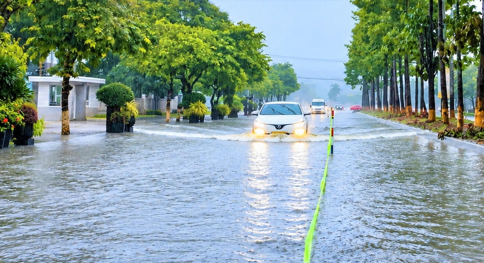 Phương tiện lưu thông bật đèn sáng để cảnh báo các phương tiện xe khác. Ảnh: CĐ.