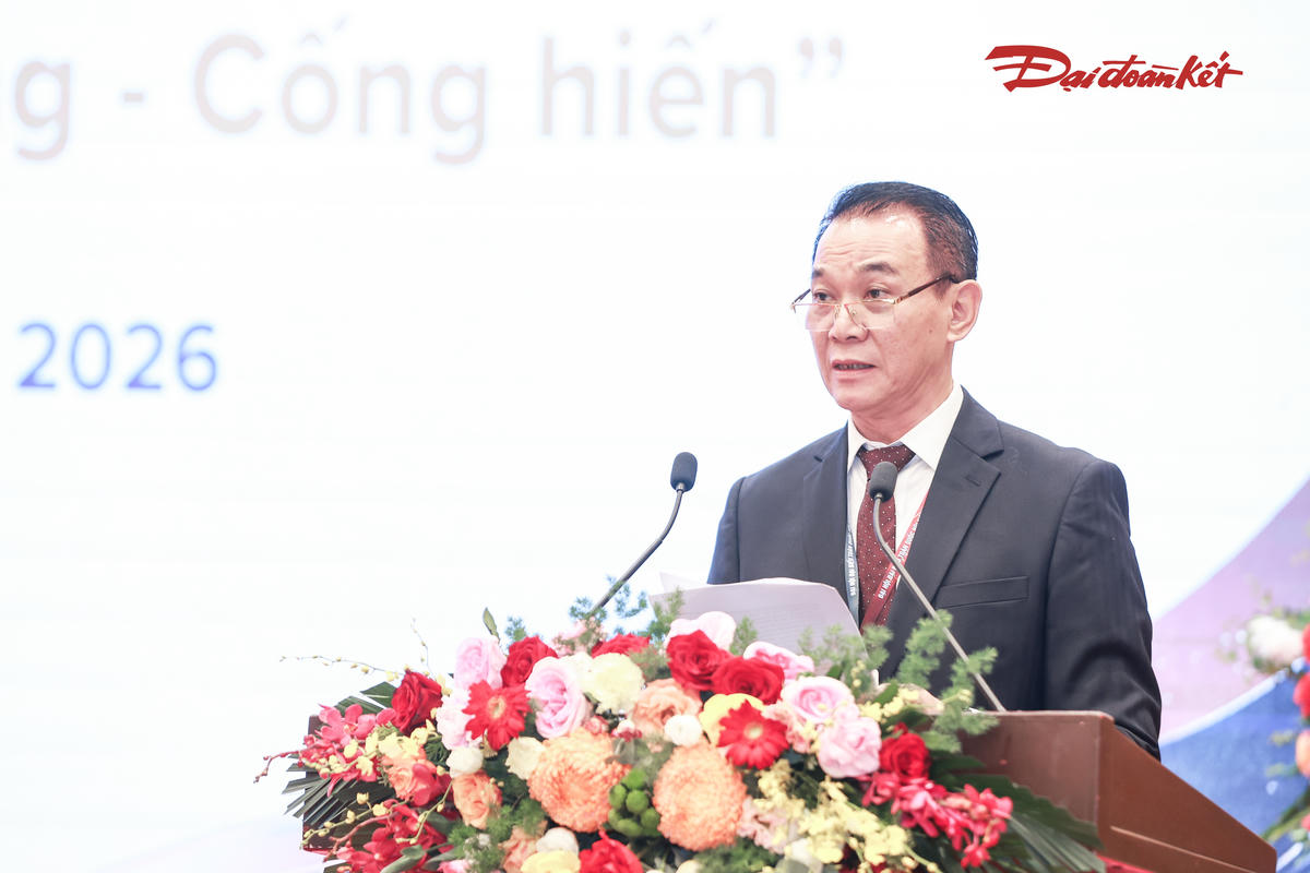 Tiến sỹ - NSDN Phạm Anh Phương, Chủ tịch Hội Nghệ sĩ Múa Việt Nam phát biểu khai mạc Đại hội. Ảnh: Quang Vinh.
