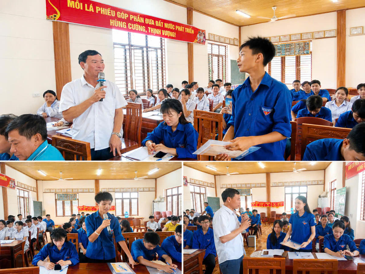 Hội nghị tập huấn thu hút đông đảo đoàn viên, thanh niên xóm Mồn và xóm Gày tham gia với nhiều câu hỏi thiết thực.