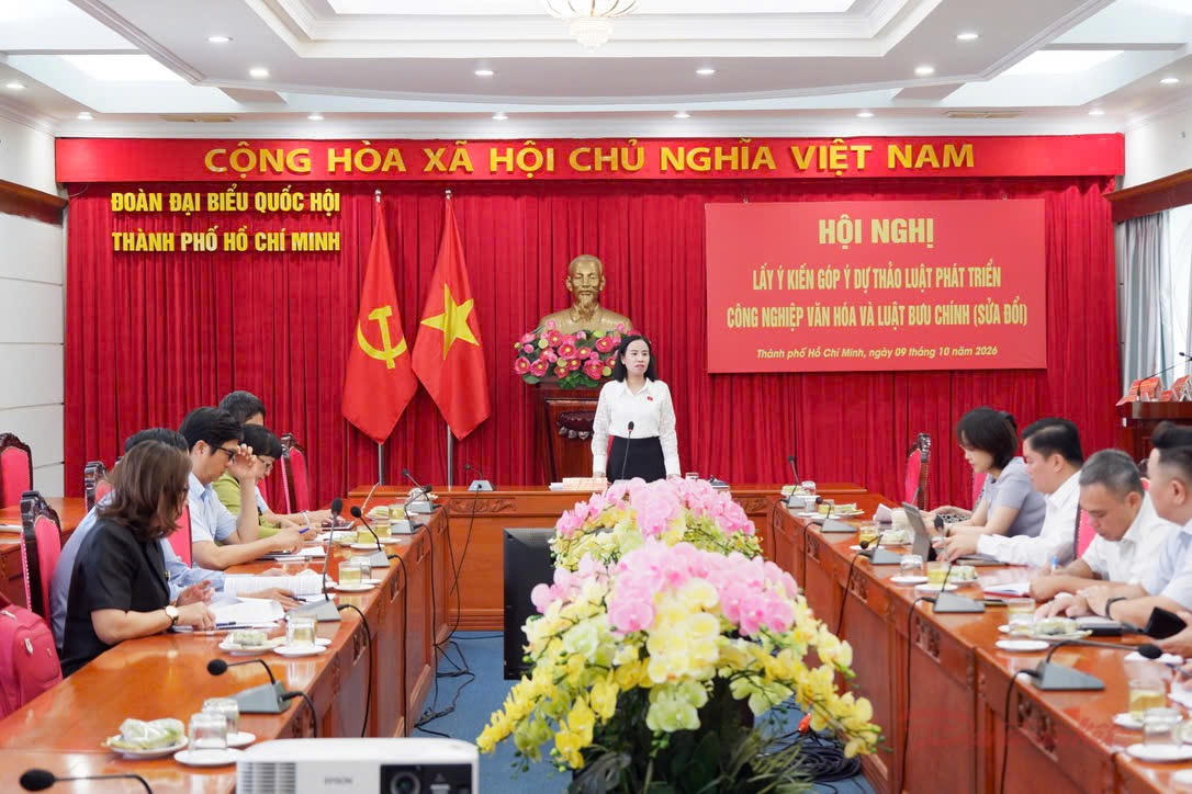 Hội nghị do bà Võ Ngọc Thanh Trúc, Phó Trưởng Đoàn chuyên trách Đoàn ĐBQH TPHCM chủ trì. Ảnh: H.Lê