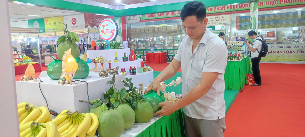 Tham gia Hội chợ, Hợp tác xã Bưởi da xanh Hắc Dịch ( TPHCM) mang đến người dân Thủ đô đặc sản Bưởi da xanh Hắc Dịch và Sông Xoài. 