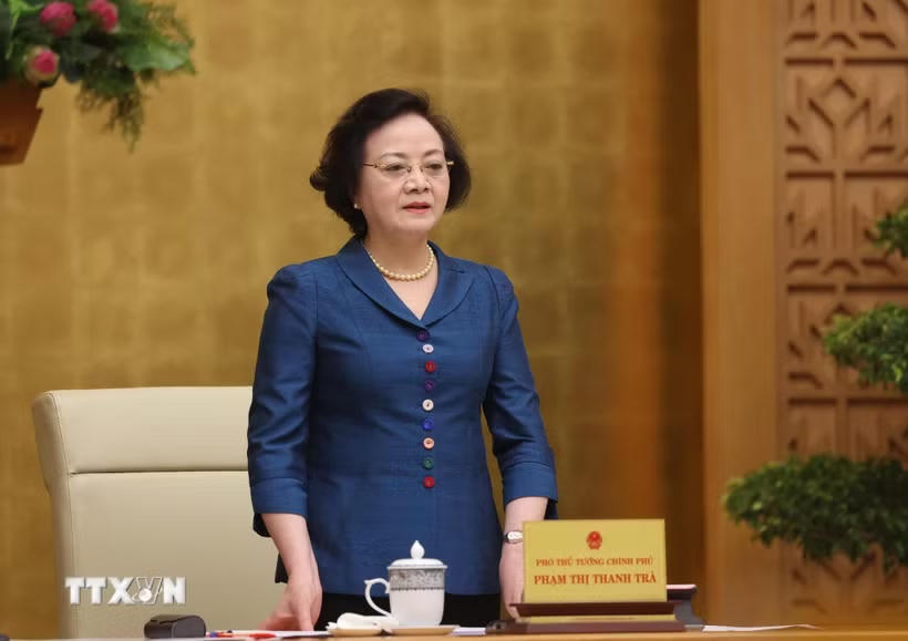 Phó Thủ tướng Phạm Thị Thanh Trà phát biểu chỉ đạo. (Ảnh: Lâm Khánh/TTXVN).