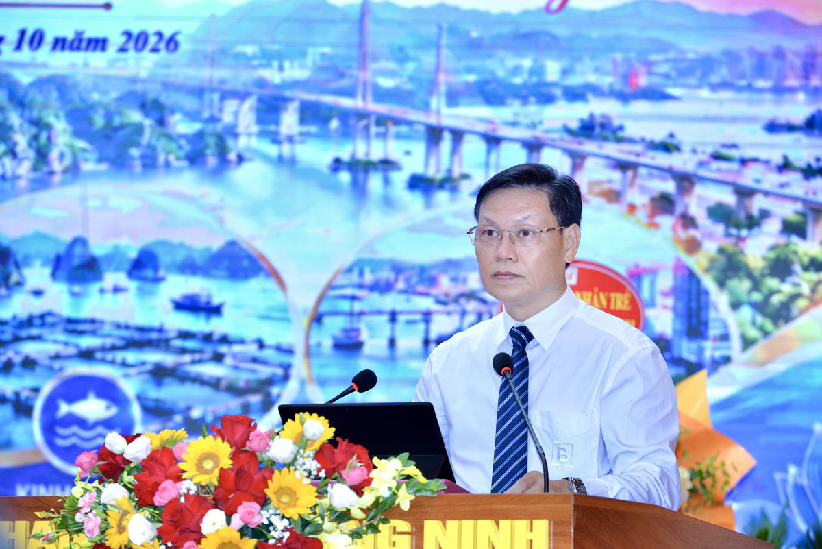 Ông Ngô Tất Thắng, Chủ tịch Liên minh HTX TP Quảng Ninh phát biểu tại hội nghị.