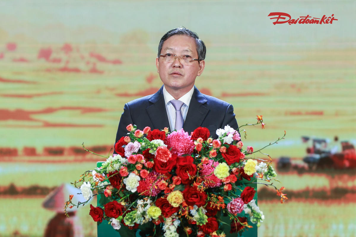 Chủ tịch Hội Nông dân Việt Nam Lương Quốc Đoàn phát biểu tại buổi Lễ. Ảnh: Quang Vinh.