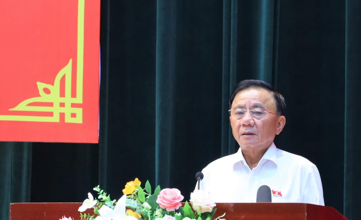 Thường trực Ban Bí thư Trần Cẩm Tú phát biểu tại buổi tiếp xúc cử tri tại TP Đà Nẵng. Ảnh: Tấn Thành.