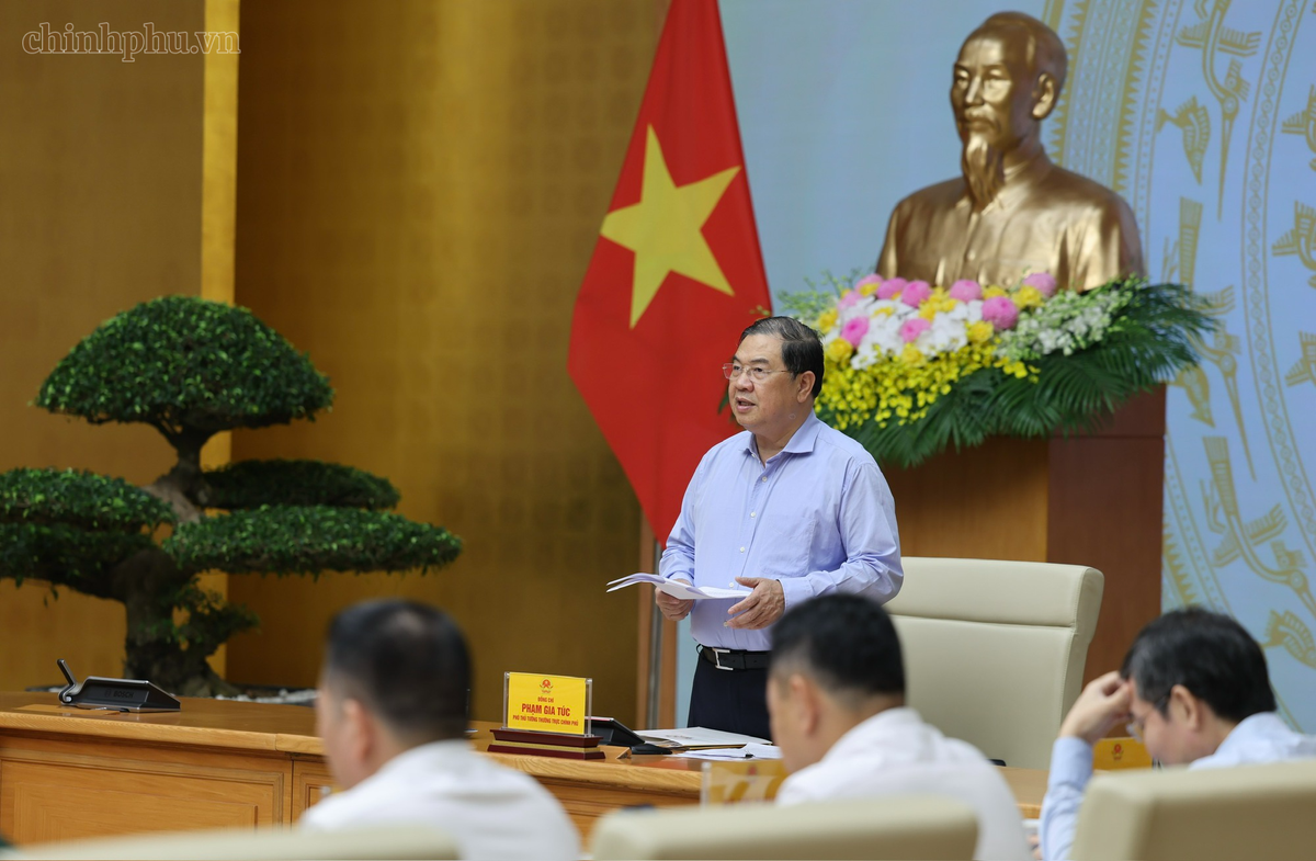 Phó Thủ tướng Thường trực Chính phủ Phạm Gia Túc phát biểu kết luận phiên họp thứ nhất của Ban Chỉ đạo Trung ương về chính sách nhà ở và thị trường bất động sản - Ảnh: chinhphu.vn/Phương Nguyên.