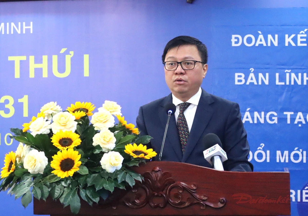 Ông Lê Quốc Minh, Phó Trưởng Ban Tuyên giáo Trung ương, Chủ tịch Hội Nhà báo Việt Nam phát biểu chỉ đạo. Ảnh: T.Luân