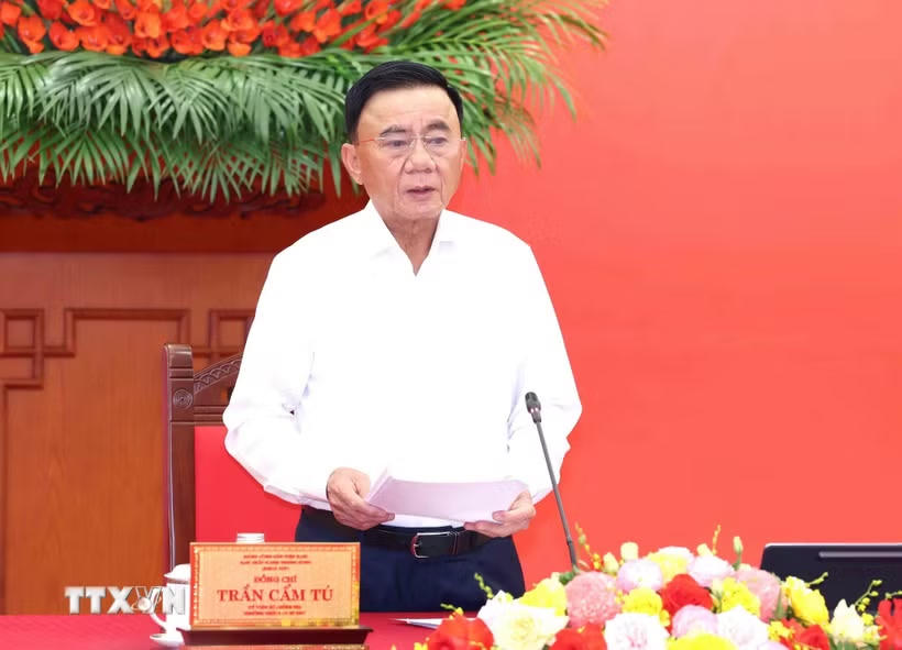 Đồng chí Trần Cẩm Tú, Ủy viên Bộ Chính trị, Thường trực Ban Bí thư phát biểu chỉ đạo hội nghị. (Ảnh: Phương Hoa/TTXVN)