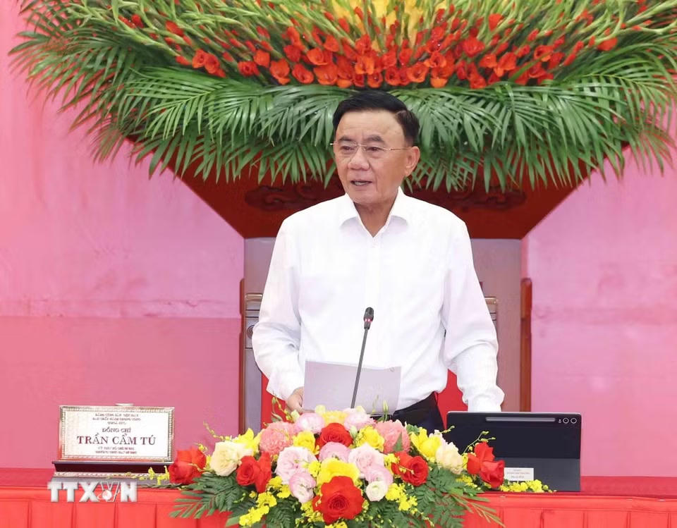 Đồng chí Trần Cẩm Tú, Ủy viên Bộ Chính trị, Thường trực Ban Bí thư phát biểu chỉ đạo hội nghị. (Ảnh: Phương Hoa/TTXVN)