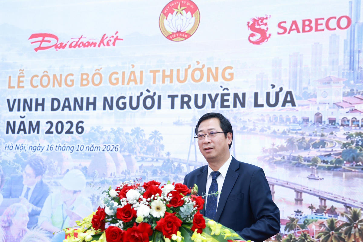 Ông Cao Xuân Thạo, Phó Chủ tịch Ủy ban Trung ương MTTQ Việt Nam phát biểu tại buổi lễ. Ảnh: Quang Vinh.